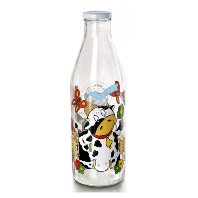 Round Clear Glass Milk Bottle