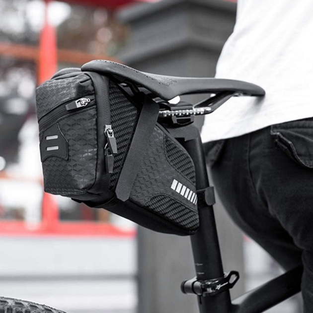 Reflective Rear Cycling Saddle Bag Taillight MTB Rode Bike Large Capacity Bag