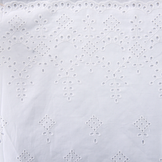 White Cotton Fabric Embroidered Fabrics For
