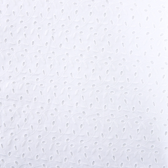 White Cotton Flower Embroidery Eyelet Fabric