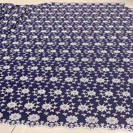 White Cotton Borders Fabric Eyelet Embroidery