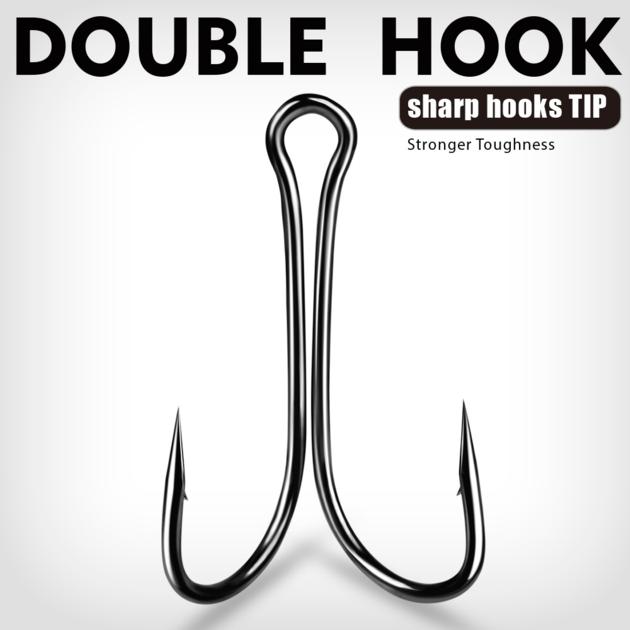 50pcs/pack High Quality Fishing Double Hook Fishing Pesca Barbed Hook