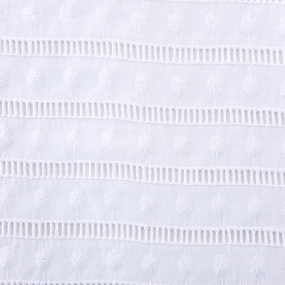 Net Embroidered White Cotton Fabric Lace