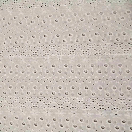plain white polished cotton lace fabric embroidered