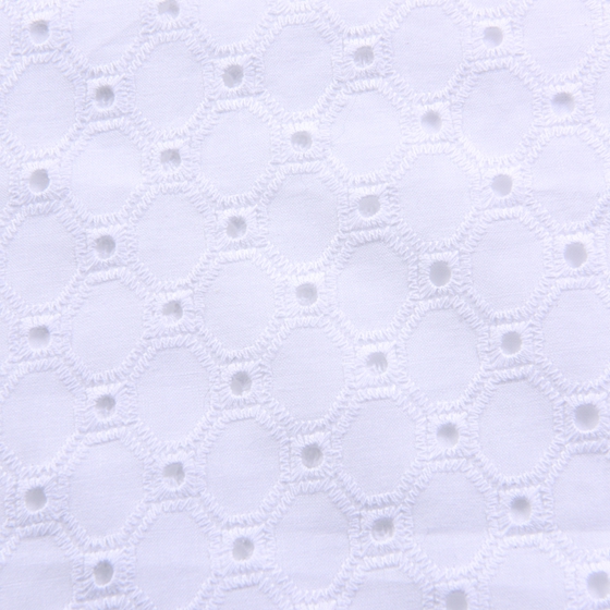 Embroidered Flower White Cotton Lace Fabric