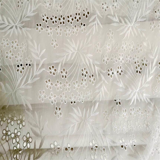 On Cotton Lace Chiffon Fabric Embroidery