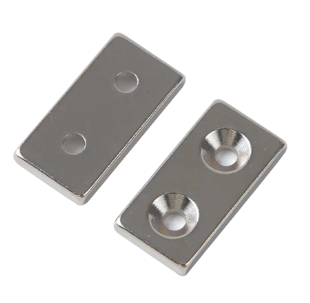 N35 Rectangle Magnet Ni-Cu-Ni Coating with Two Countersunk Hole