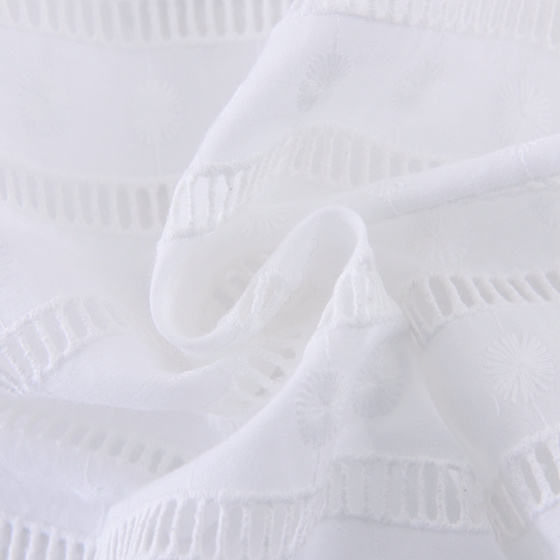 Net Embroidered White Cotton Fabric Lace