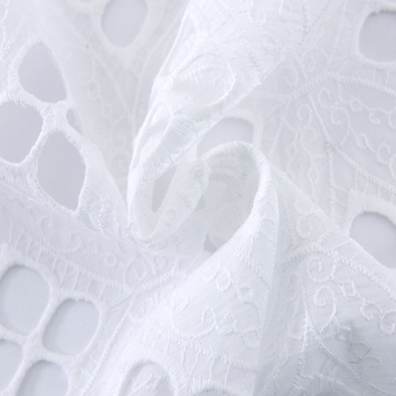 White Lace Embroidery Organic Cotton Embroidered