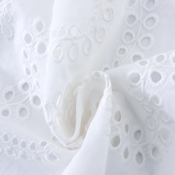Custom Cotton Fabrics Embroidered White Fabric