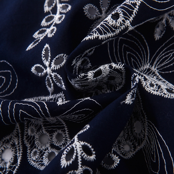 White Cotton Embroidery Lace Fabric Dress
