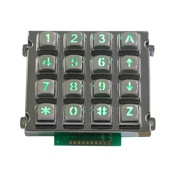 New arrivals zinc alloy 16 keys Kiosk LED illuminated matrix keypad 