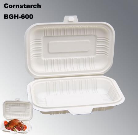 100% Biodegradable Compostable Cornstarch Disposable Take Out Fast Food Box