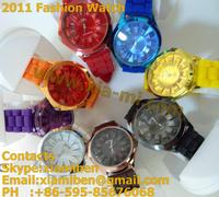 2011 fashion colorful silicone rubber plastic watches