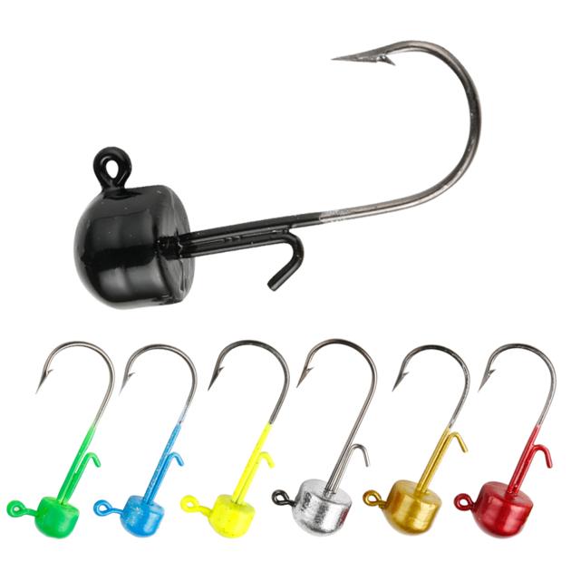 10pcs/pack Mushroom Shape Steel Wire Soft Worm Lures BKK Hook Painted Lead Jig Head Rock Ned Rigs 