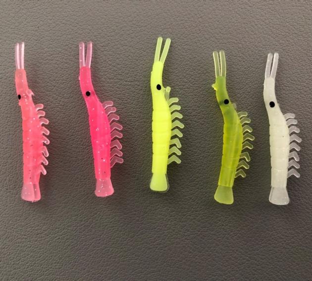 4.5cm 0.5g Ocean Beach Fishing Luminous Prawn Worm Silicone Shrimp Fishing Lure Bionic Soft Shrimp B