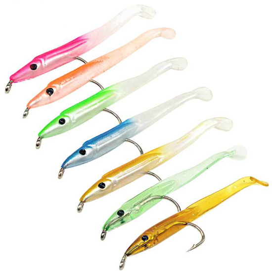 15pcs/bag 5cm 0.6g Sea Soft Fishing Lures Baits with Hook T-tail Soft Baits Soft Worm Baits