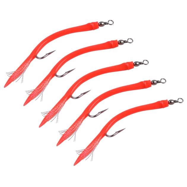 Tube Jig Bait Shank Offset Hook Barbed Octopus Hook Rolling Swivel Thread Feather Sabiki Rig Sea Fis