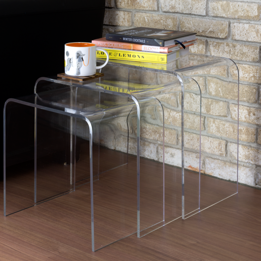 Modern Unique Clear Medium Acrylic Nesting Tables