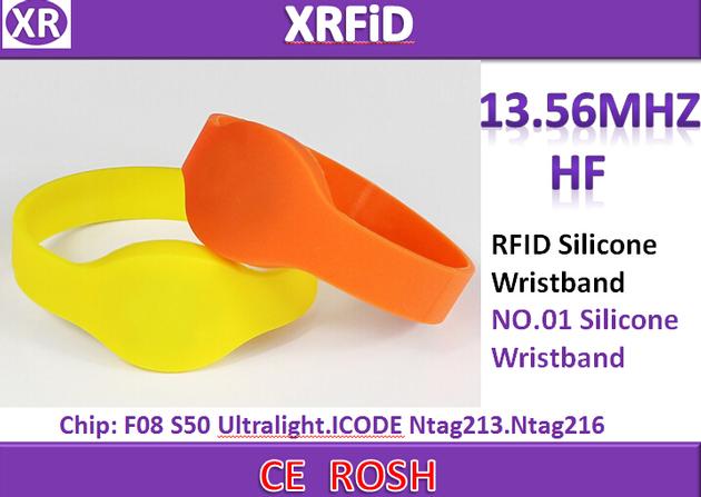 RFID wristband with F08 chip ISO14443A RFID bracelet 13.56mhz Rfid wristband 65mm