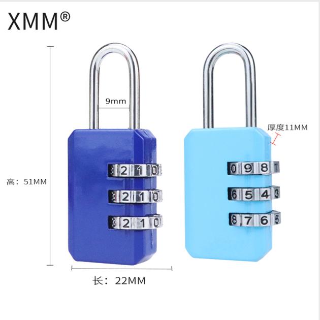 Safety 3 Digit Combination Padlock Suitcases Luggage Travel Lock for gym school xmm-8012