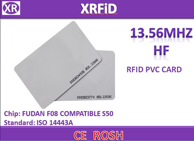 RFID passive card XRCARD-RFID BLANK CARD compatible s50 f08 chip .13.56MHZ Card 