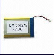  Lithium Polymer Battery Pack with 3.7V Nominal Voltage and 2,000mAh Capacity 
