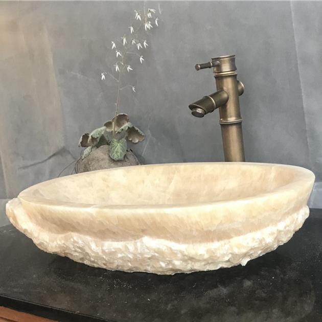 Honey Onyx Bathroom Oval Wash Basin Vessel Sink