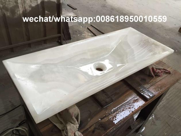 White Onyx Bathroom Sinks Stone Wash Basin