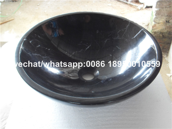 Black Marquina Marble Bathroom Round Vessel