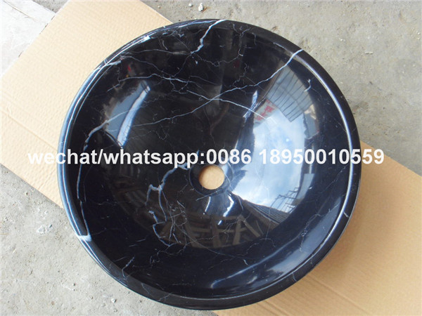 Black Marquina Marble Bathroom Round Vessel