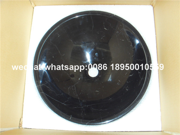 Black Marquina Marble Bathroom Round Vessel