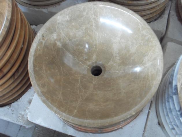 Light Emperador Marble Bathroom Round Wash