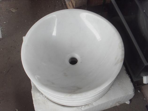 Guangxi White Marble Simple Round Vessel