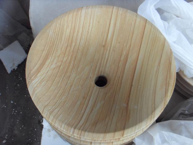 Yellow Sandstone Bathroom Round Sink Stone Wash Basin