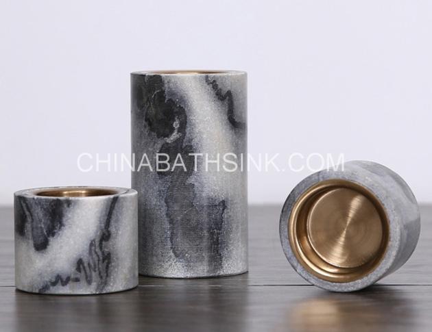 China Grey Marble Candle Holder Natural Stone Candlestick