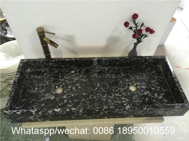 Black Sea Shell Marble Bath Rectangle Sinks Wash Basin