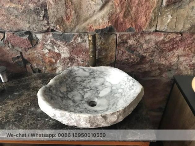 China Carrara Grey Marble Bath vessel sink stone wash basin