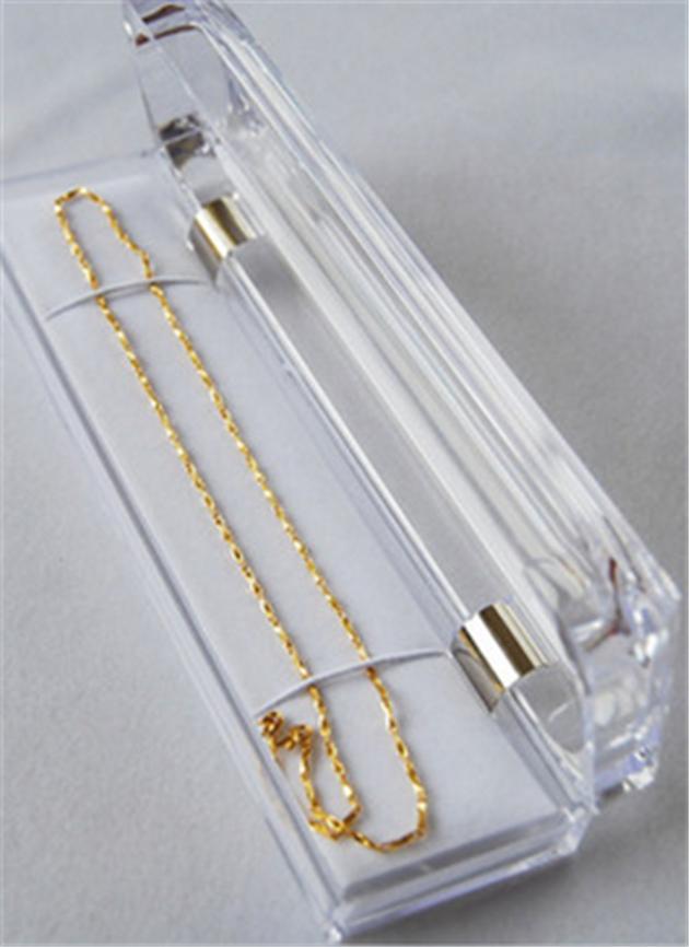 Acrylic transparent rectangle necklace jewelry box packaging supplier