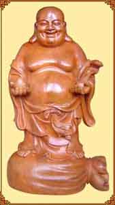 wood carving---Buddhism with smile