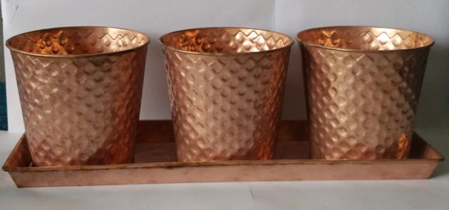 Copper Patina Finish Metal Flower Pot