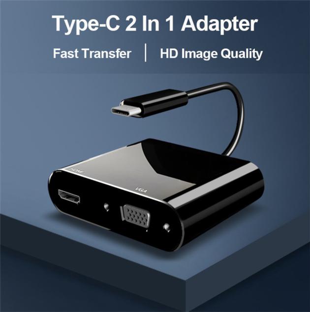 Type C To HDMI VGA Adapter