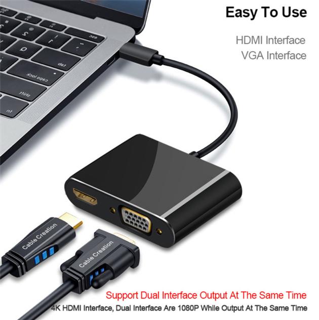 Type C To HDMI VGA Adapter