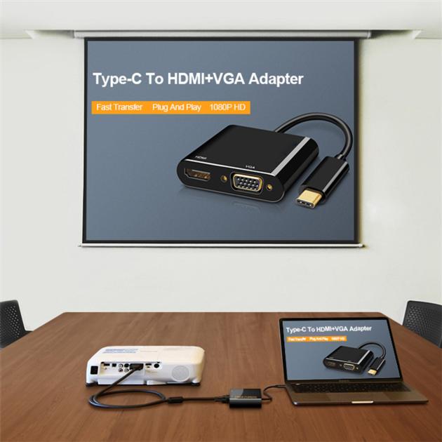 Type C To HDMI VGA Adapter