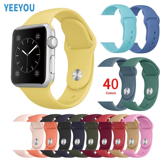 Soft Silicone Replacement Sport Band For Apple Watch Series 7/6/5/4/3 38/40/42/44 mm iWatch Straps C