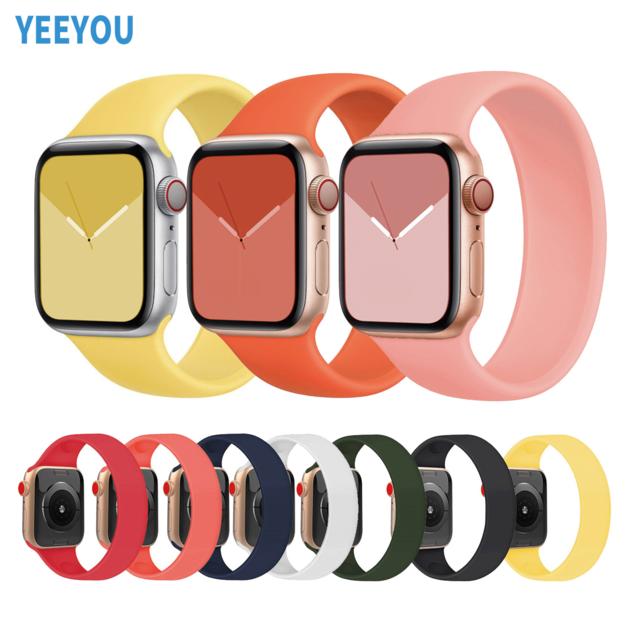YEEYOU Solo Loop Sport Watch Band Straps for Apple iWatch Series 6 5 4 3 se Elastic Rubber Silicone 
