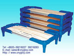 plastic bed with wooden board