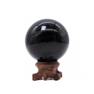 Polished black crystal obsidian sphere ball for healing