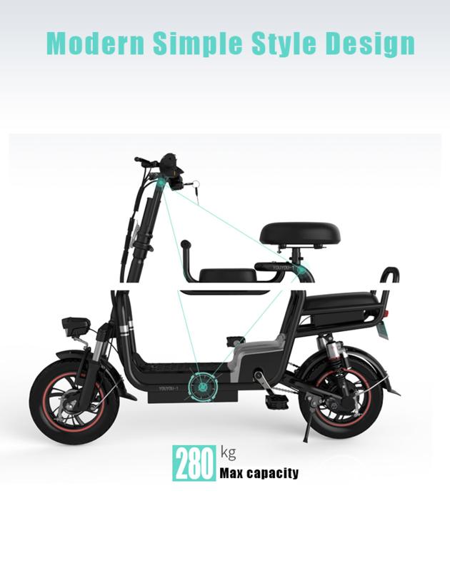3 seats 90km range pedal color display folding commuting electric bike