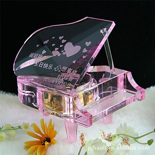 crystal glass piano musix box model